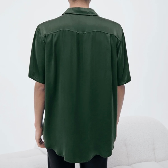 Silk Laundry Boyfriend Shirt Cedar XS (100% Sandwashed Silk) - Picture 2 of 6